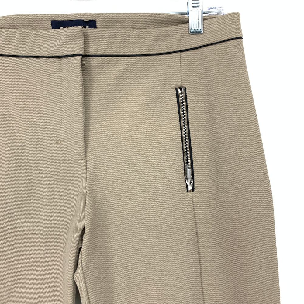 Piazza Sempione Slim Leg Equestrian Style Pant Womens Apx 30" Tan Zipper Detail - Picture 3 of 5